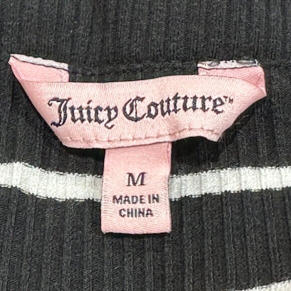 Juicy Couture Black White Ribbed Striped Sheath‎ Dress Y2K Vintage Size Medium - Picture 5 of 8